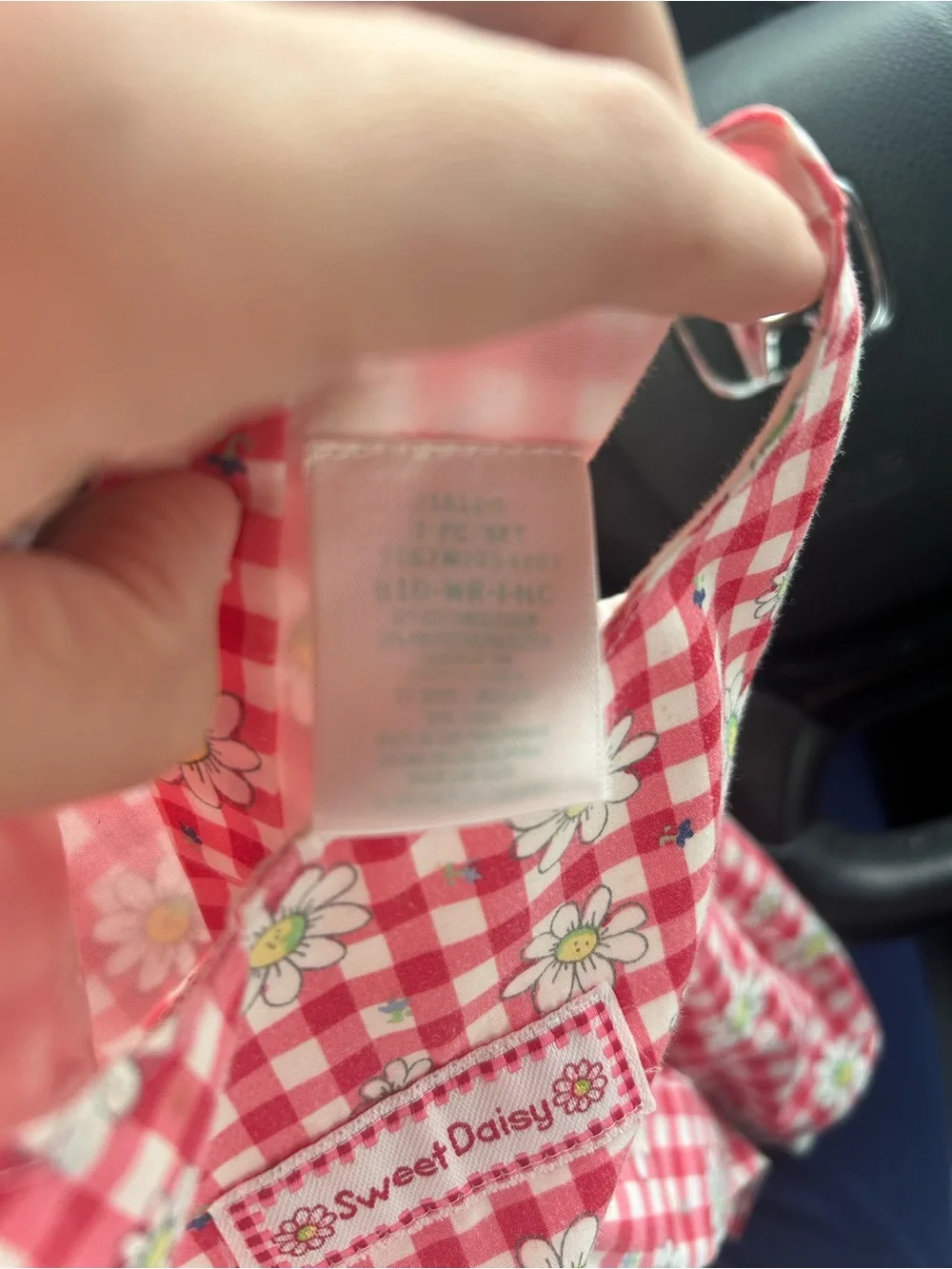 okie dokie Pink Gingham Daisy Print Dress with Bows